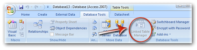 Linked Table Manager in Access 2007 Ribbon