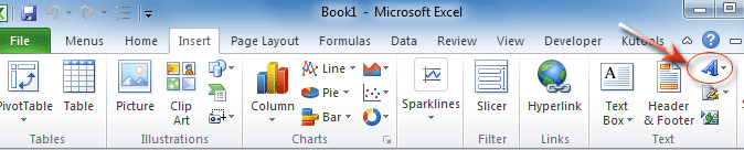 Where is WordArt: WordArt in Excel 2010's Ribbon