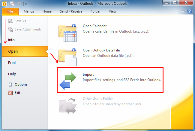 Outlook Import Items Into The Current Folder