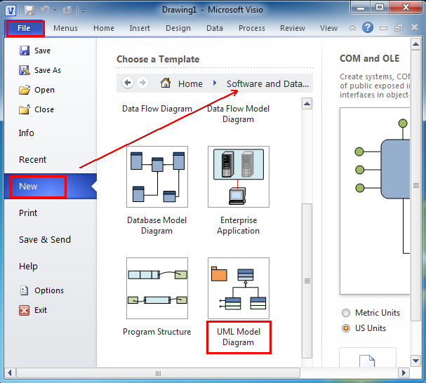 Where is the UML Model Diagram in Microsoft Visio 2010 and ...