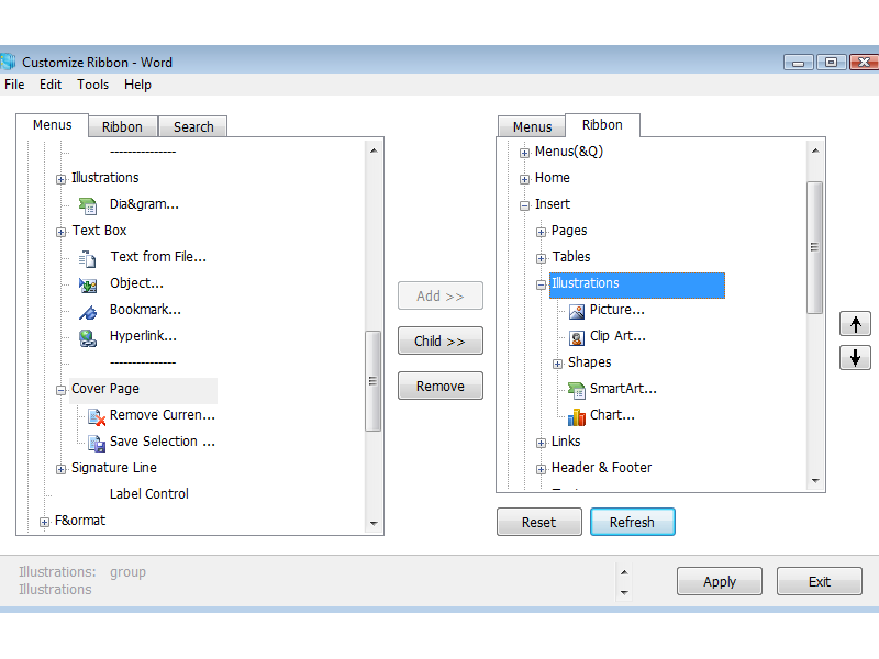 Click to view Ribbon Customizer for Office 2007 4.10 screenshot