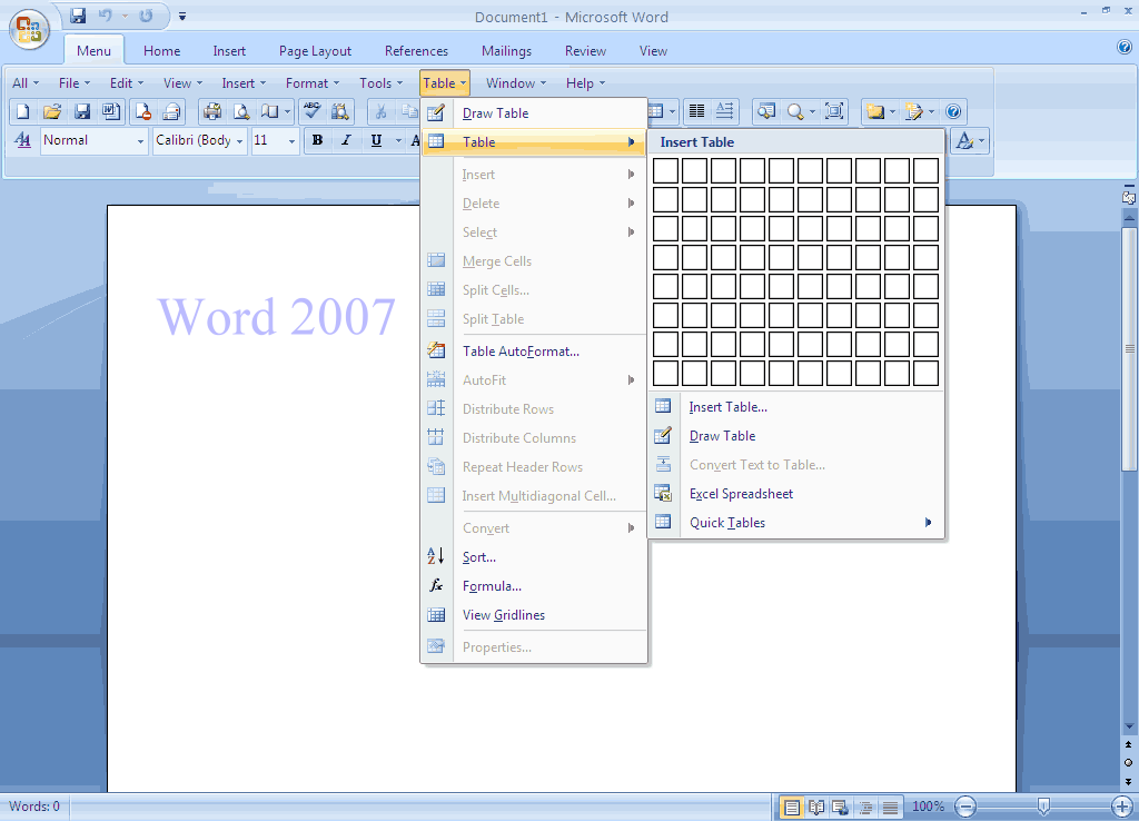 Screen Shots of Office 2007