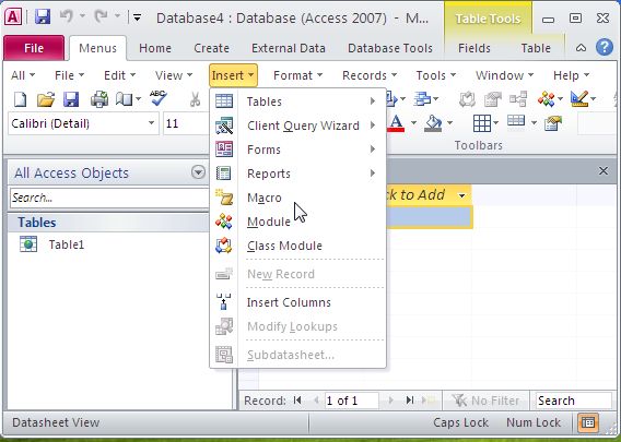 Bring Classic Menus and Toolbars to Ribbon of Microsoft Access 2010