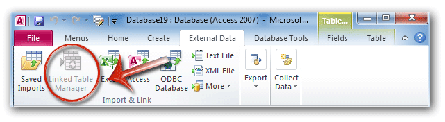 Linked Table Manager in Access 2010 Ribbon