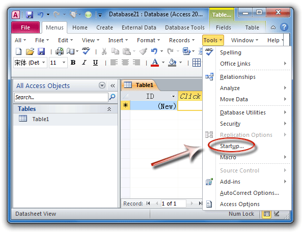 Where Is Startup In Microsoft Access 07 10 13 16 19 And 365