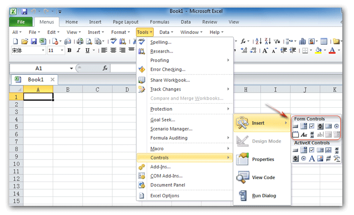 Forms Toolbar and Combo Box in Classic Menu