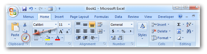 shot-the Format Painter button in Ribbon