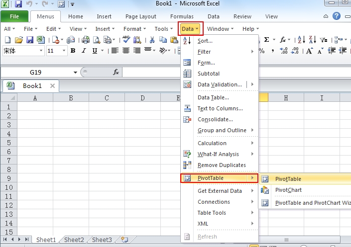 Excel pivot table Creating a