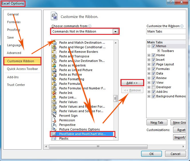 Chart Wizard Excel 2016