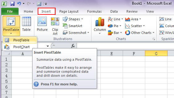 Pivotchart Wizard In Excel 2007