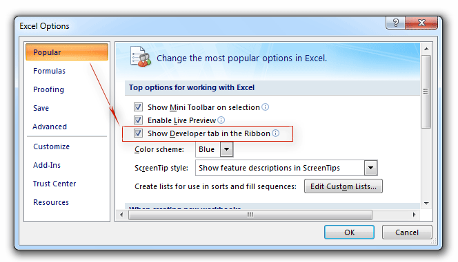Add Developer Tab into Excel 2007 Ribbon