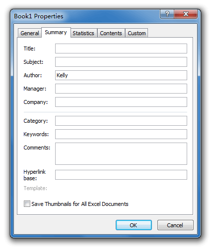 Document Properties dialog box