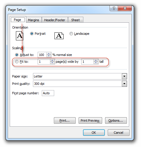 Page Setup dialog box