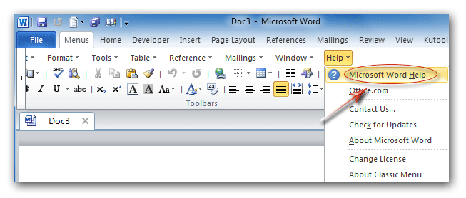 Where is the Help button in Office 2007, 2010, 2013 and 365