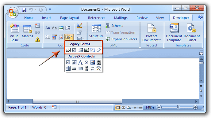 Form Toolbar in Office 2007 Ribbon