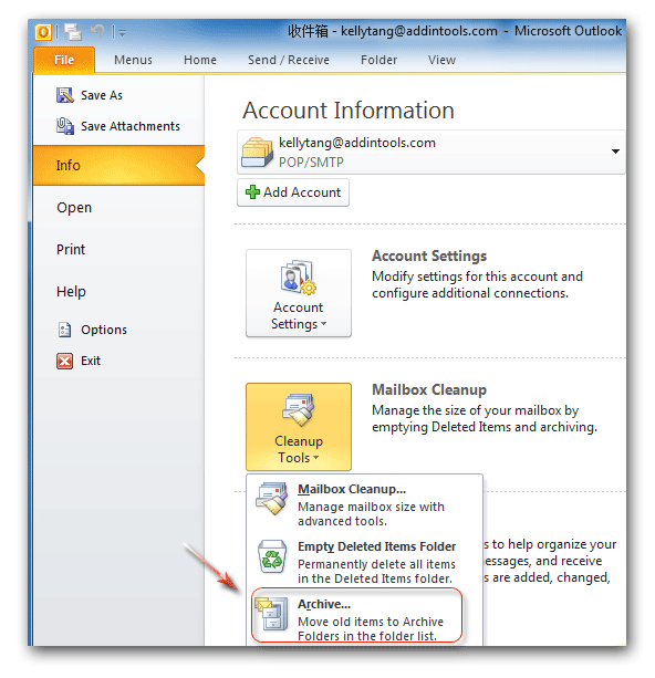 create archive folder in outlook 2016