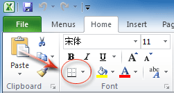Figure 3: Borders button in Excel 2010 Ribbon