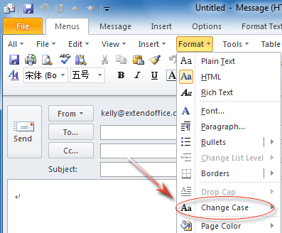 where is change case in word