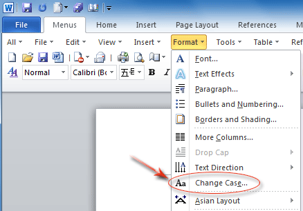 change case in word shortcut key