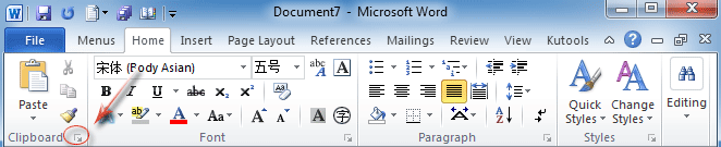 Figure 3: Get Clipboard from Word 2010's Ribbon