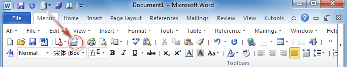 Figure 1: Email button in Word 2010' Toolbar