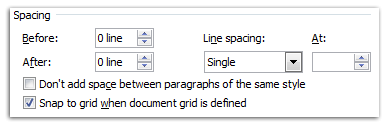 shot_Spacing section in Paragraph dialog box