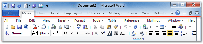 Figure 1: Microsoft Office 2010's Toolbar