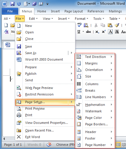 Where is Page Setup in Office 2007, 2010, 2013 and 365