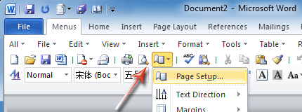Figure 1: Page Setup in Word 2010 Toolbar