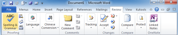 Figure 2: Spelling & Grammar button in Word 2010's Ribbon