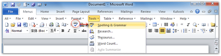 Where is spell check in word 2007