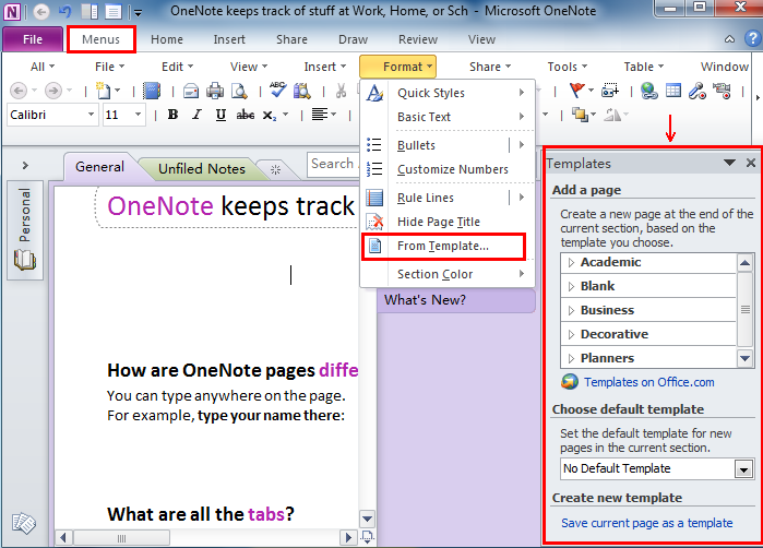 onenote notebook templates 2016