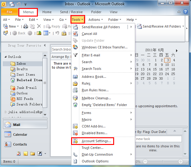 Where Is Account Settings In Outlook 2010 2013 2016 2019 And 365