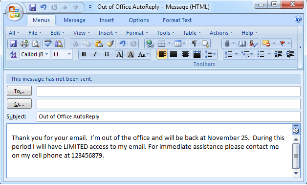 Automated Email Reply Message