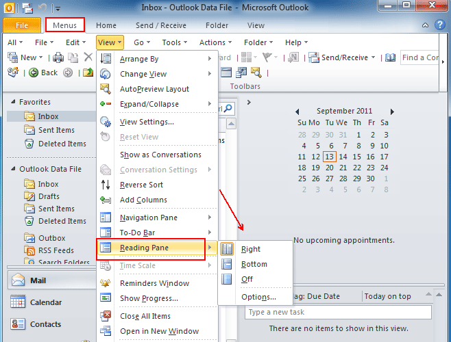 turn on preview pane in outlook 2007
