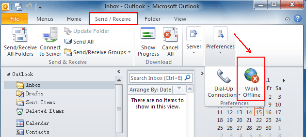 exchange server outlook 365 work offline