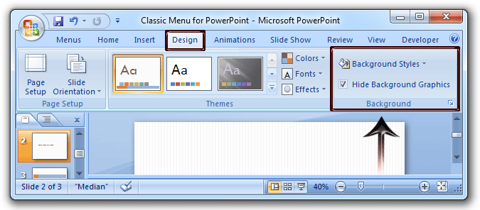 Where is the Background in Microsoft PowerPoint 2007, 2010, 2013, 2016,  2019 and 365