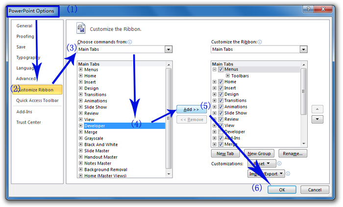 excel developer tab enable