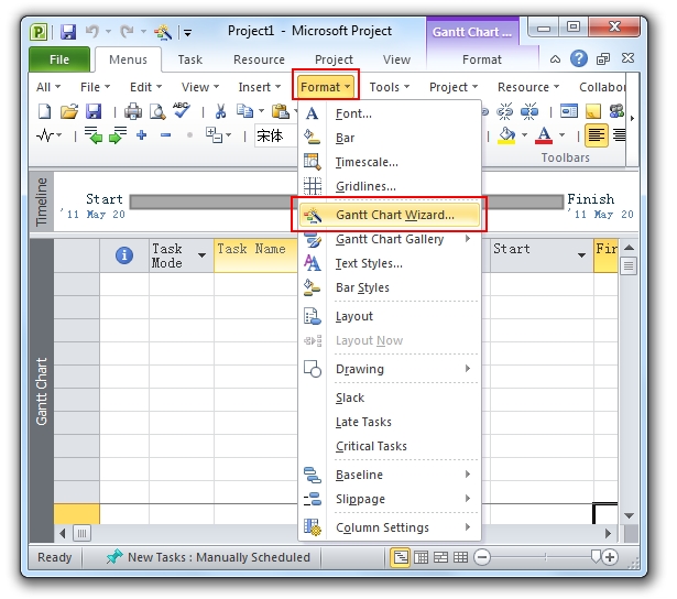 Where Is Gantt Chart Wizard In Project 10 13 16 19 And 365