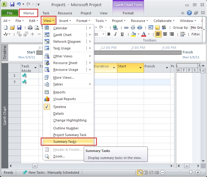 Ms Project 2010 Gantt Chart