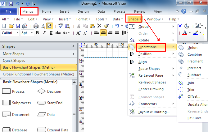 Where Is Shape Operations In Microsoft Visio 10 13 16 19 And 365