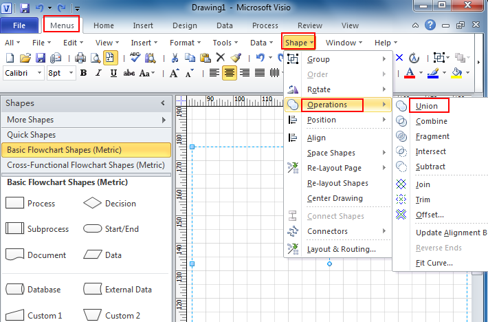 Where Is Union In Microsoft Visio 10 13 16 19 And 365