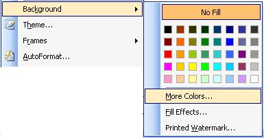 image about Background of Format Menus in Word 2003