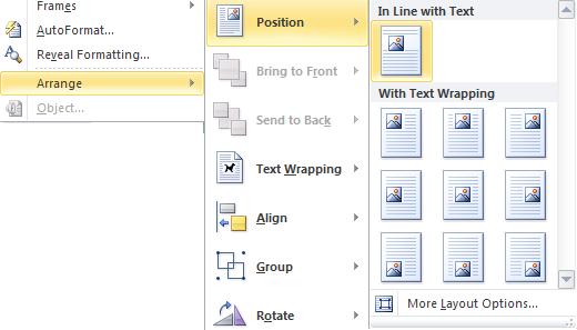 image about Arrange of Format Menus in Word 2010