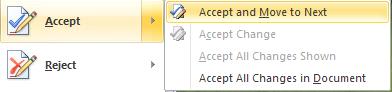 image of Accept in Word 2010