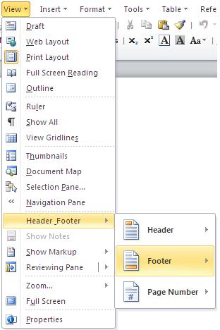 Difference of View Menu between Word 2003 Word 2007 and Word 2010