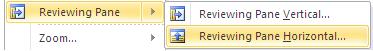 image about Reviewing Pane of View Menu in Word 2010
