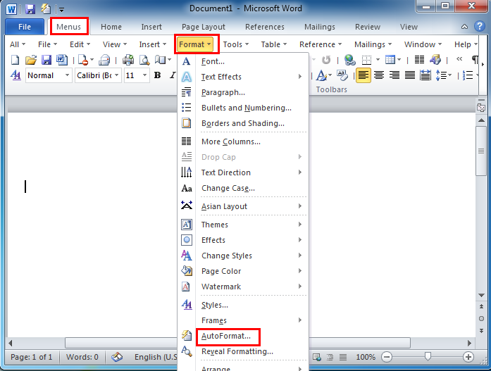 Where is the AutoFormat in Microsoft Word 2007 2019 2019 Where is the AutoFormat in Microsoft Word 2007 2019 2019