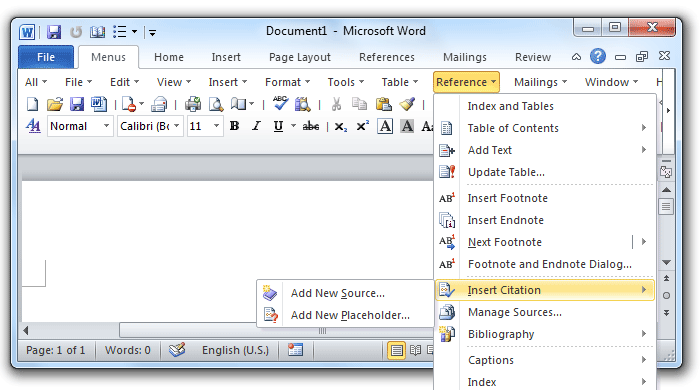 Where Is The Insert Citation Command In Word 07 10 13 16 19 And 365