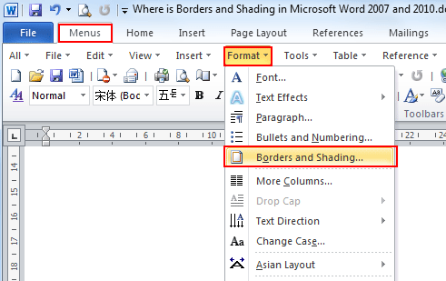 Where Is The Borders And Shading In Word 2007 2010 2013 2016